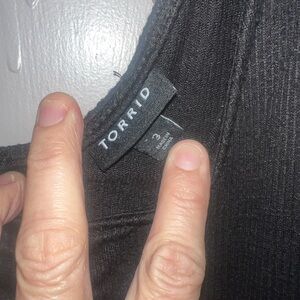 Torrid Charcoal Black shiny Knit Handkerchief hem Mini dress size 3